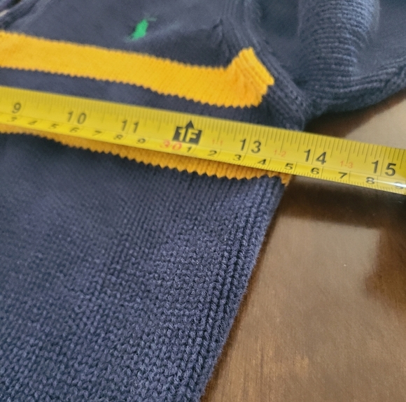 Polo Ralph Lauren Navy With  Yellow Striped Half-Zip Sweater Sz.4/4T - Picture 5 of 8